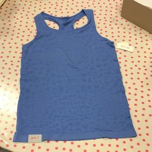 Racerback tank, size M, blue with leopard print